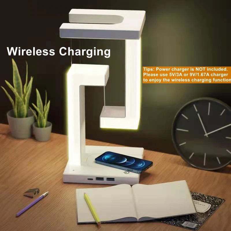 Floating lamp with detachable wireless charger decorative light for bedroom/office